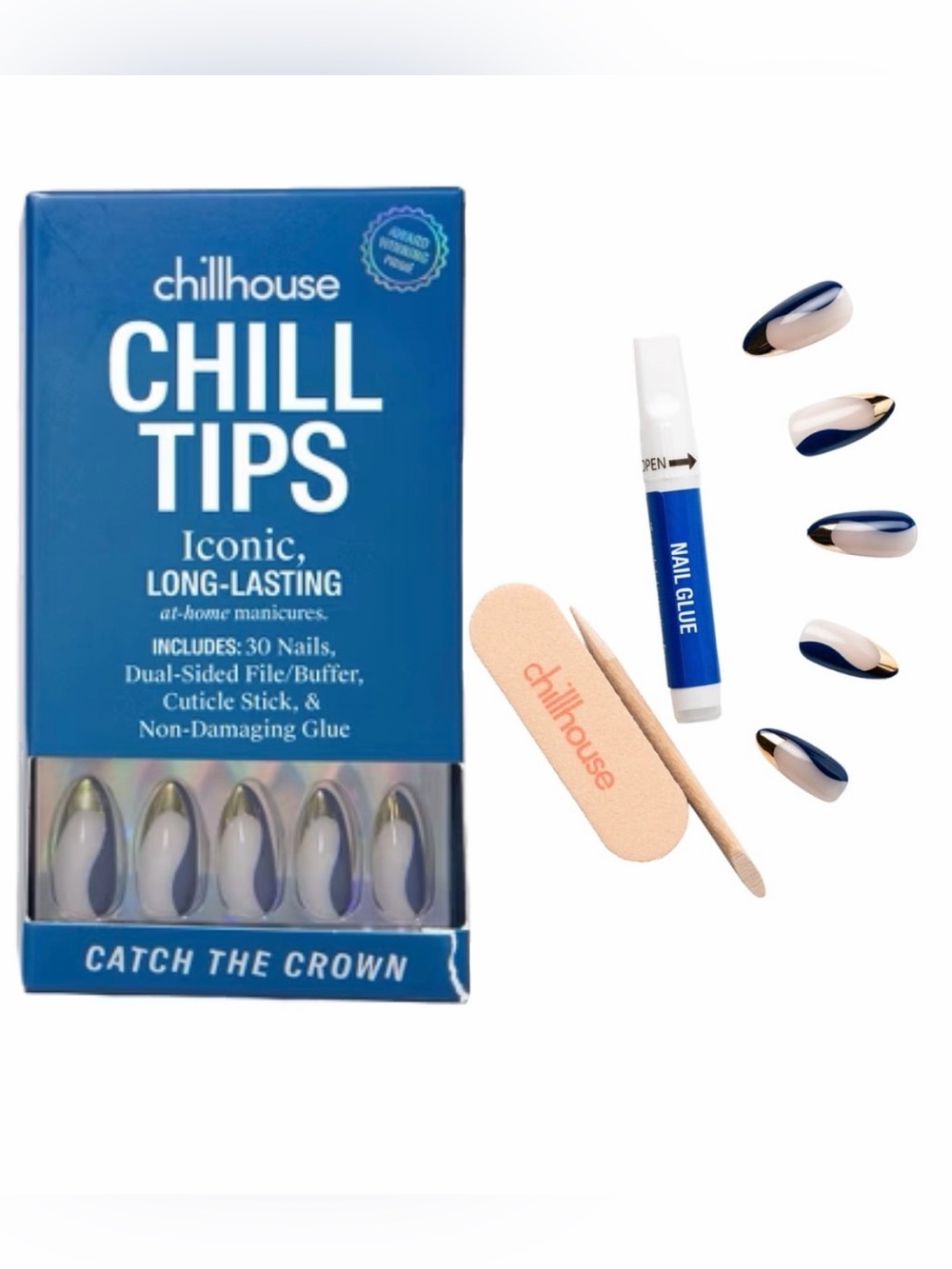 NIB Chillhouse Chill Tips Catch the Crown Press-On Nail Kit